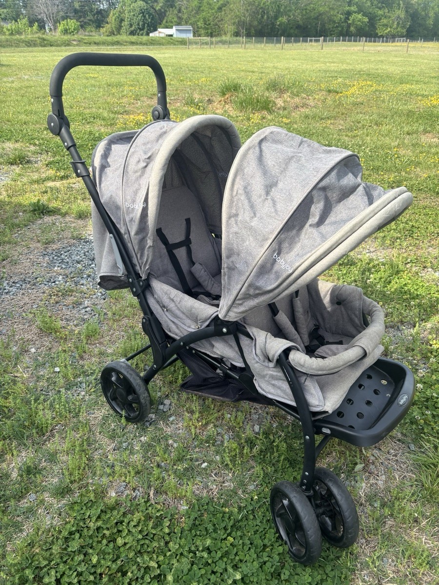 Baby Joy Double Stroller Gray Tandem Seating Folding Adjustable Handles |  eBay