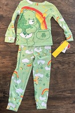 Girls Care Bears Pajamas Set 4t Good Luck Shamrock Green Bear Soft Sleep