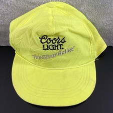 Vintage Coors Light Snapback Trucker Hat Cap Nylon Embroidered Neon Yellow Beer
