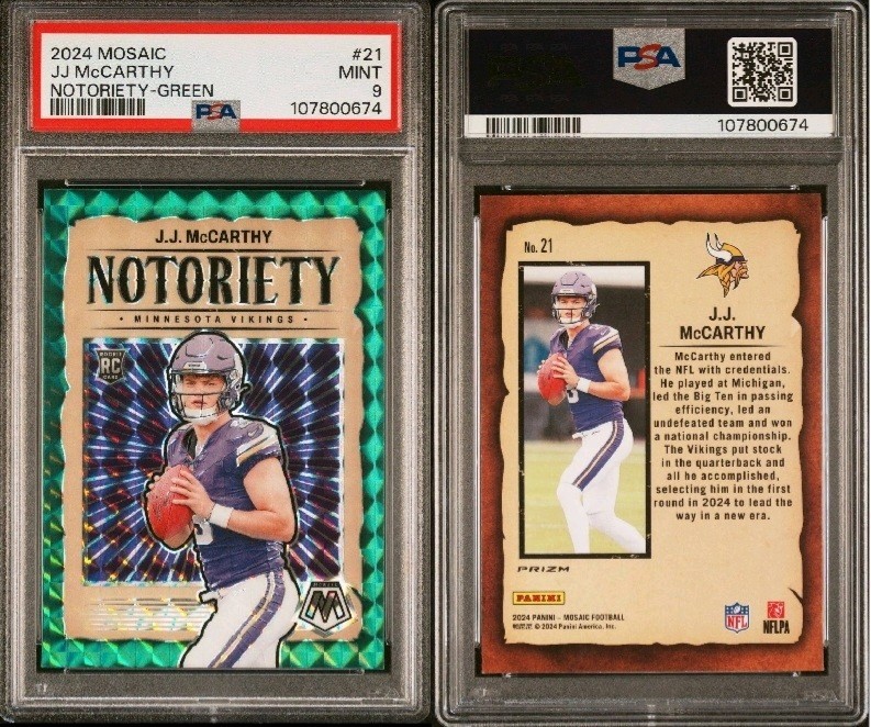 149枚限定 Panini JJ McCarthy PSA 9 RC 2024 Panini Prizm - Rookie Variations J.J. McCarthy #13 No