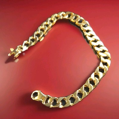 10k Solid Gold 8 In Cuban Hand Band 17.2 Grams Yellow Gold Bracelet