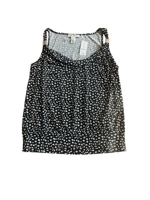 NWT White House Black Market Sleeveless Cowl Neck Black & White Top Size Small