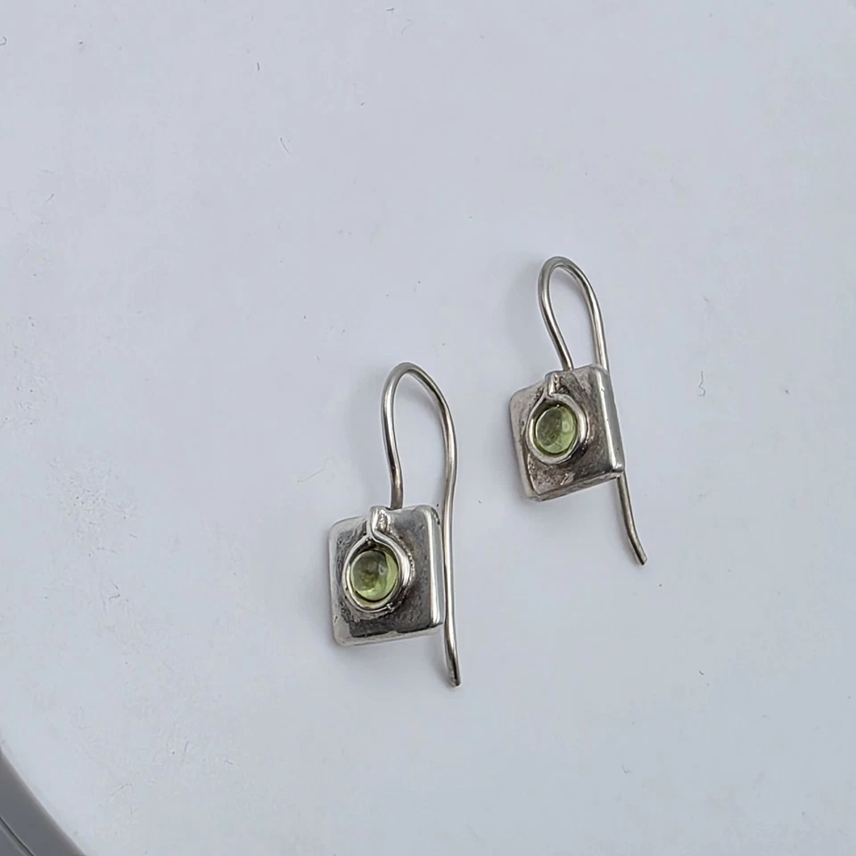 Vintage SILPADA Peridot Earrings 925 Sterling Silver Square Dangle Drop Classic - Image 3 of 4