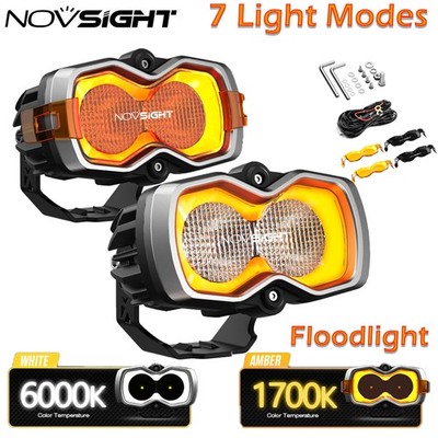 NOVSIGHT Halo Pro 2x 4.5'' LED Work Lights Flood Pods Driving Off Road For Truck