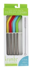 Krumbs Kitchen Essentials Stainless Steel Drinking Straws - 4-Pack