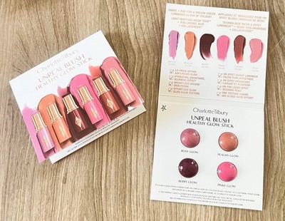 Lot Of 2 Charlotte Tilbury Unreal Blush Healthy Glow Stick 4-Shade Sample Card