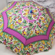 Vintage Childs Umbrella Parasol Mid-Century Kitschy Fabric 28" Diam. Photo Prop