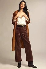 Anthropologie Colette Corduroy Pants Wide Leg Full Trouser Brown Mink Sz 28T NEW