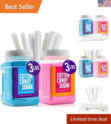 Easy Pour Cotton Candy Floss Sugar Set   Raspberry Blue & Strawberry Flavors