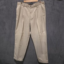 Khaki Corduroy Pleated Dress Pants 38x34 Ralph Lauren Chino Mens Tan Cuffed VTG