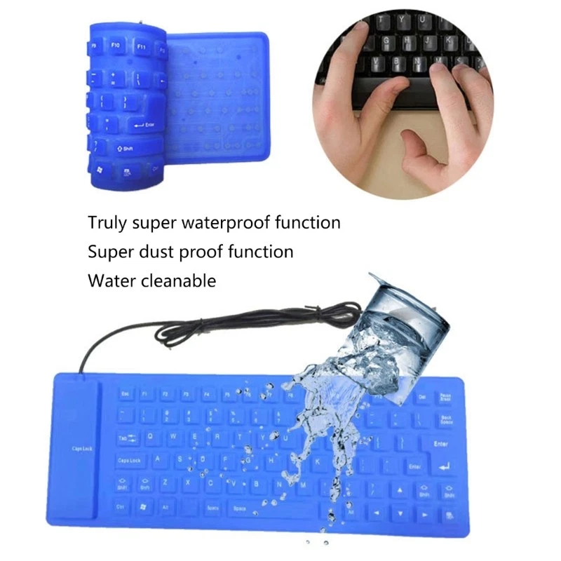 Flexible USB Wireds Keyboards 85Keys Silents Soft Silicone Rolls Up for Notebook - Image 2 of 4