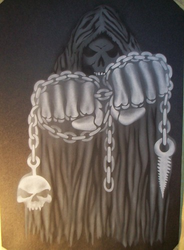 Game Over SKULLS ZOMBIES DEATH SKELETON Step by Step Airbrush Stencil Template - Picture 5 of 12
