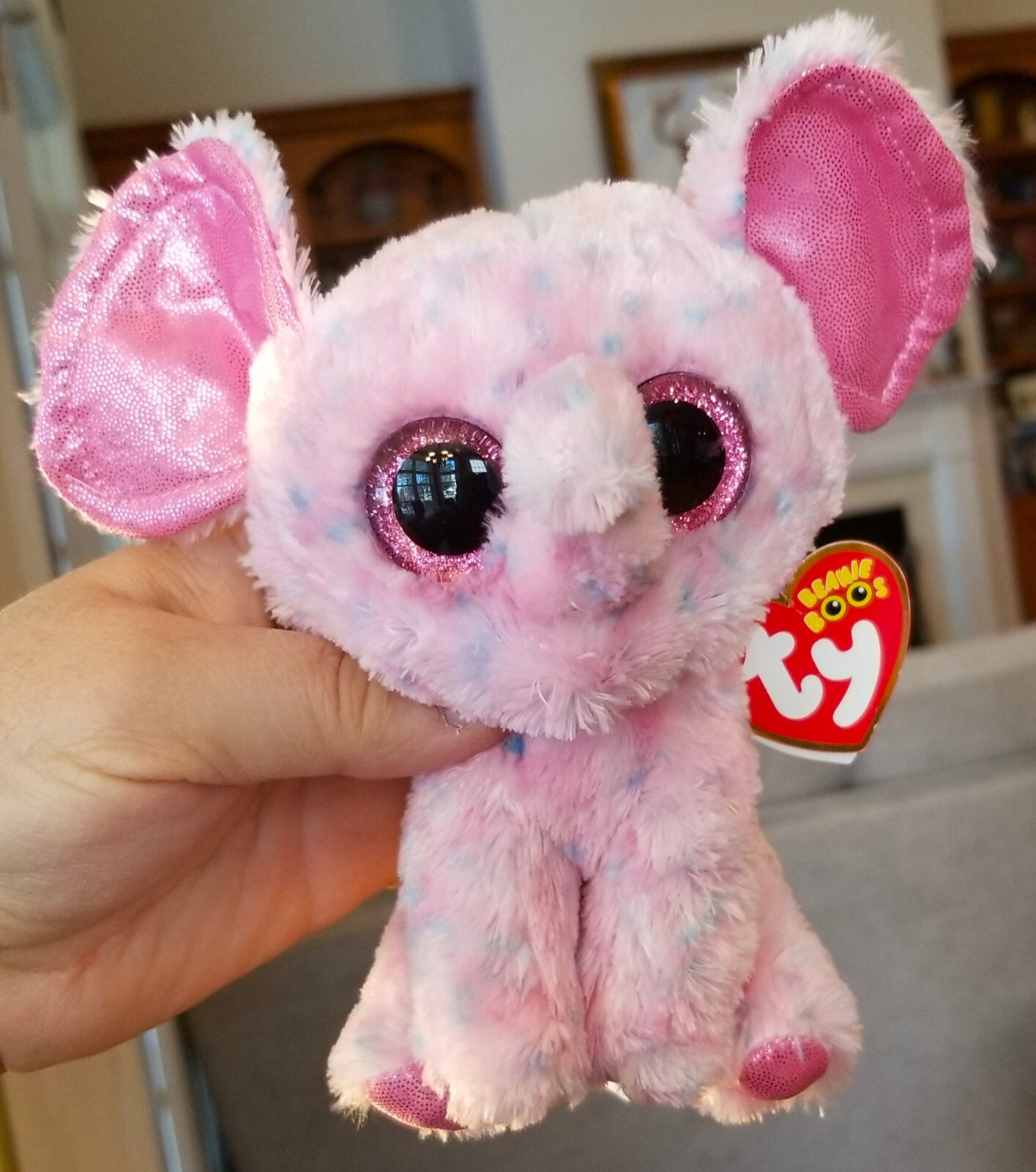 LOT~3 TY BEANIE BOO PLUSH~2014 ROCCO RACCOON~2015 LEONA LEOPARD~ELLIE ...