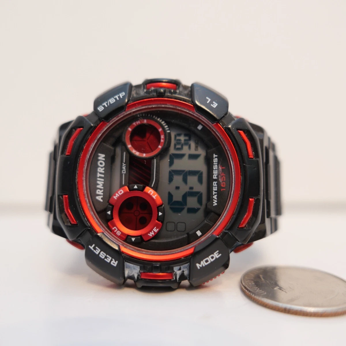 Armitron Unisex Black Red Digital Sport Watch MD16392 40 8393