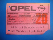 92/93 Ticket FC Bayern München 1. FC Kaiserslautern Eintrittskarte Sammler  