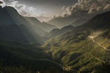 Landscape nature forest mountains sun Custom Gaming Mat Desk