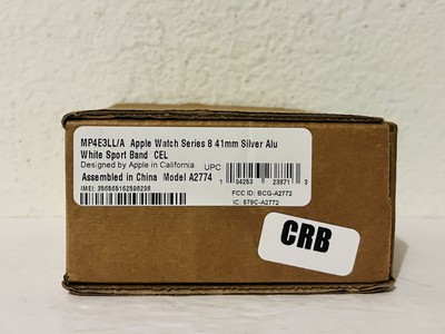 Apple Watch Series 8 41mm Silver Aluminum Case White Sport Band BOX Only Replace