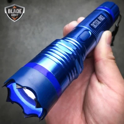 J-TAC TACTICAL FORCE MILITARY SWAT STUN GUN 999 Million Volt FLASHLIGHT BLUE + Holster