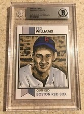 Ted Williams Original Art Sketch Card Boston Red Sox Beckett BAS True 1/1
