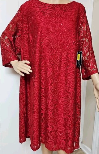 NWT JESSICA HOWARD Dress Red Sequin Lace Women's Plus Size 22W