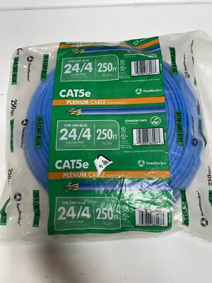 Southwire Type CMP-BLUE 24/4 250 Ft. CAT 5e Plenum Cable  (P)