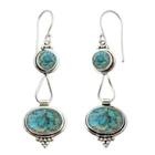 Oval Shape Purple Copper Turquoise Sterling 925 Silver Handmade Genuine Earrings