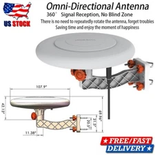 HDTV Outdoor Amplified TV Antenna 360° Omni-Directional Digital HD 1080P 4K