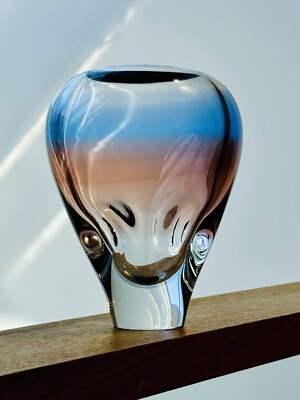 Tschechoslowakische Moser Vladimir Mika Bohemian Art Glas Vase Mstisov Glashütte