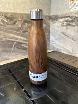 S well Insulated Stainless Steel THERMOS Bottle Teakwood 17oz COLD or HOT 24 Hrs