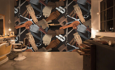 3D Wood Style J937 Hair Cut Barber Shop Wallpaper Mural Wall Print Murals Erin
