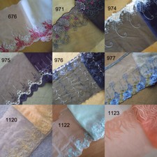 9Color Tulle Lace/Embroidered Floral White,Brown,Navy,Puce,Fleshcolor,Peach zh41