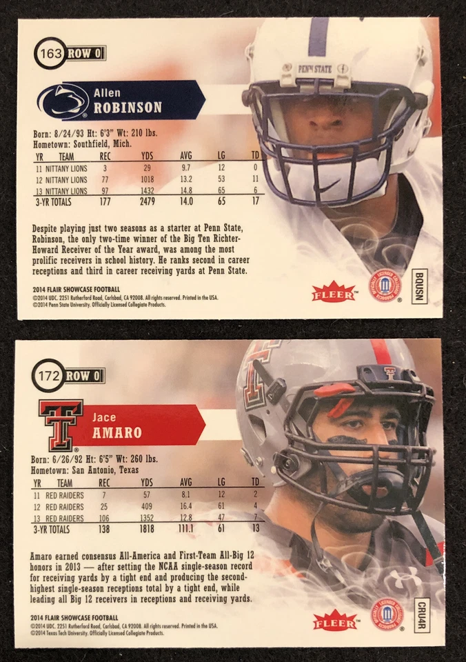 2014 Fleer Flair Showcase Football Row 0 Cards Lot You Pick - Image 2 of 2