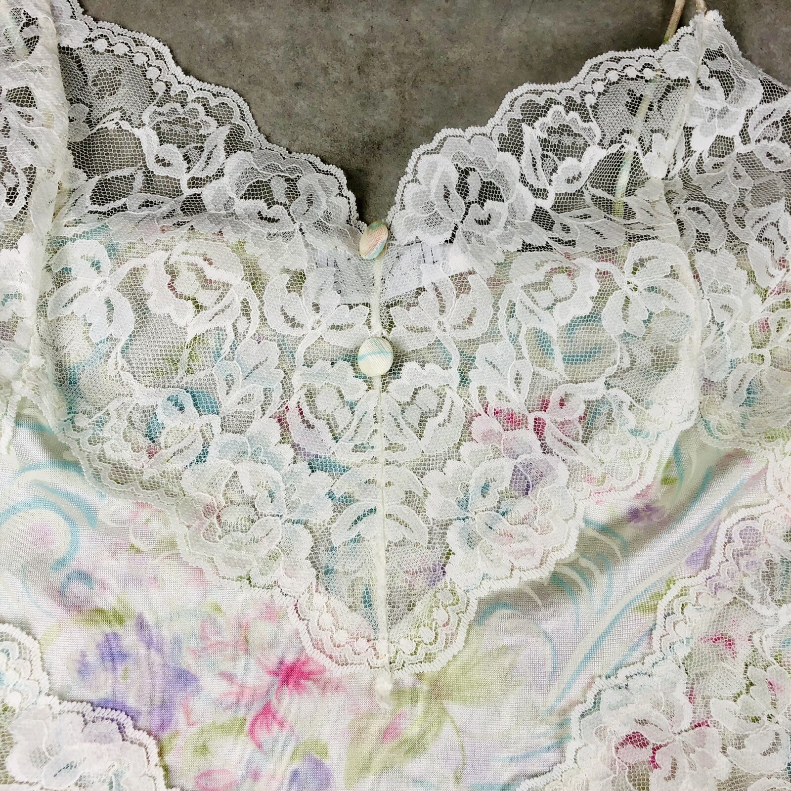 Vintage 80s 90s Hi Cut Pastel Floral Lace Teddy B… - image 3