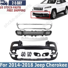 Complete Front Bumper Cover Kit w/light For 2014-2018 Jeep Cherokee Replacement