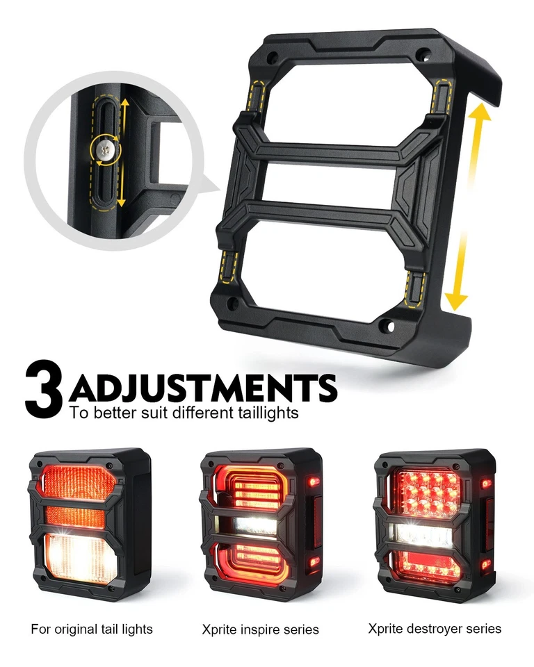 Protector de esquina trasero Xprite carrocería cubierta de luz trasera para Jeep Wrangler 2007-18 JK JKU Foto 3 de 4