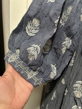 Old Navy Bohemian Blue Smocked Floral Swing Dress Pockets Peasant Cottage Core L