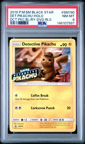 2019 POKEMON DETECTIVE PIKACHU BLU-RAY & DVD DETECTIVE PIKACHU-HOLO PSA 8