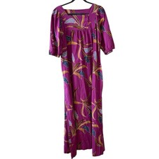 Hilo Hattie's Purple Tropical Floral Caftan Maxi Dress Size XL