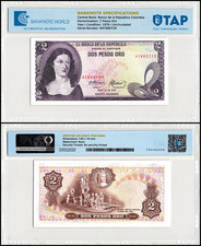 Colombia 2 Pesos Oro, 1976, P-413b.1, UNC, Authenticated