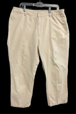 Lauren Ralph Lauren Women's Khaki Cropped Pants, Size 14W, 100% Cotton