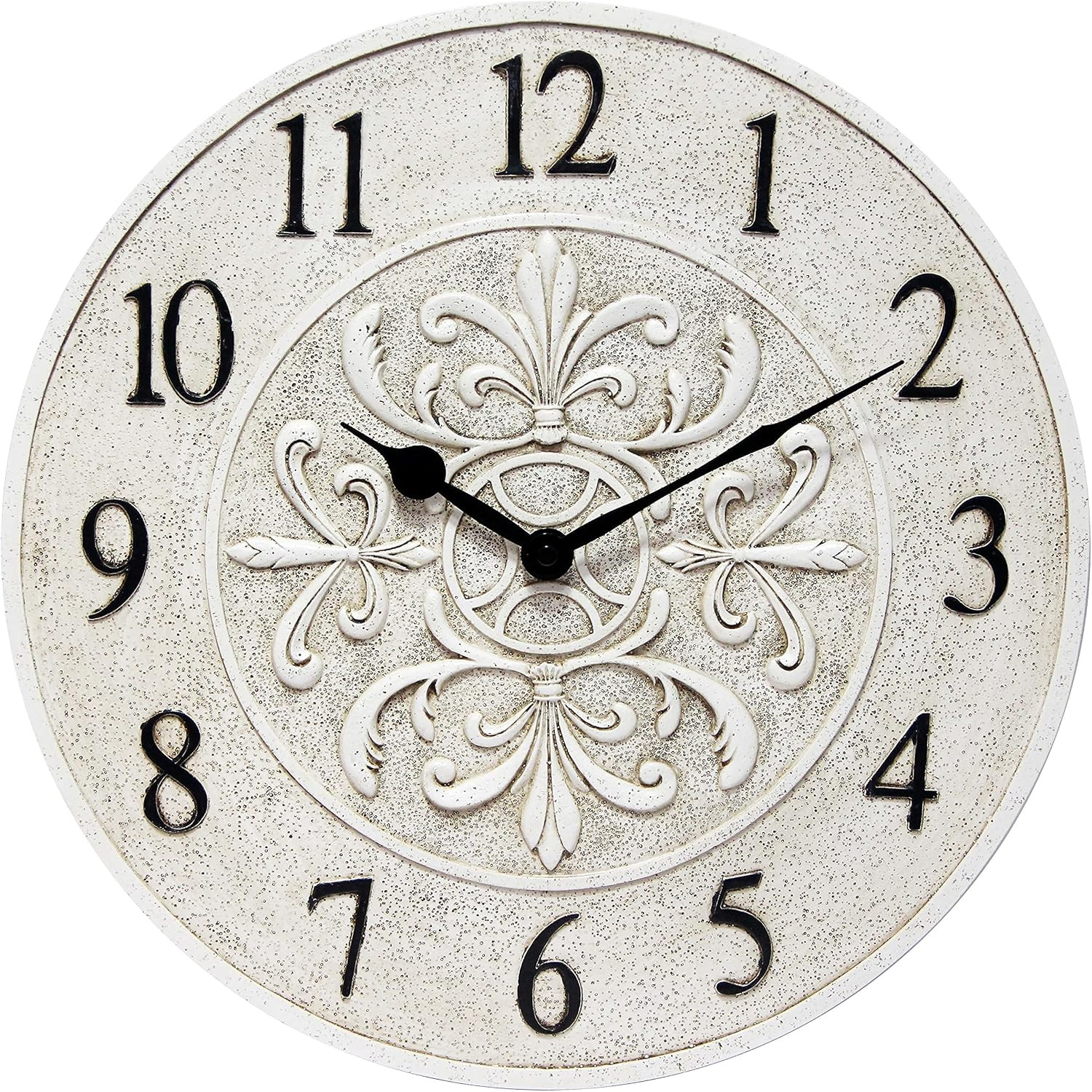 Infinity Instruments Blanc Fleur 15 Inch Decorative Outdoor Wall Clock for Garag
