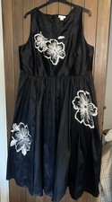 Monsoon Dress party special occasion black white embroidered flowers sz 22 £160
