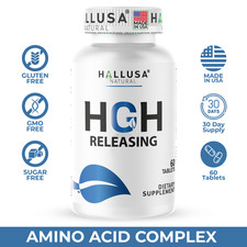 Hallusa Natural HGH-Booster L-arginine & Nitric Oxide Support, 60 Tablets