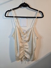 Women's Ruched Drawstring Front Tank Size Large Lingerie Dressing Classic