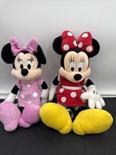 Disney Minnie Mouse Plush Lot of 2 Pink Red Stuffed Dolls