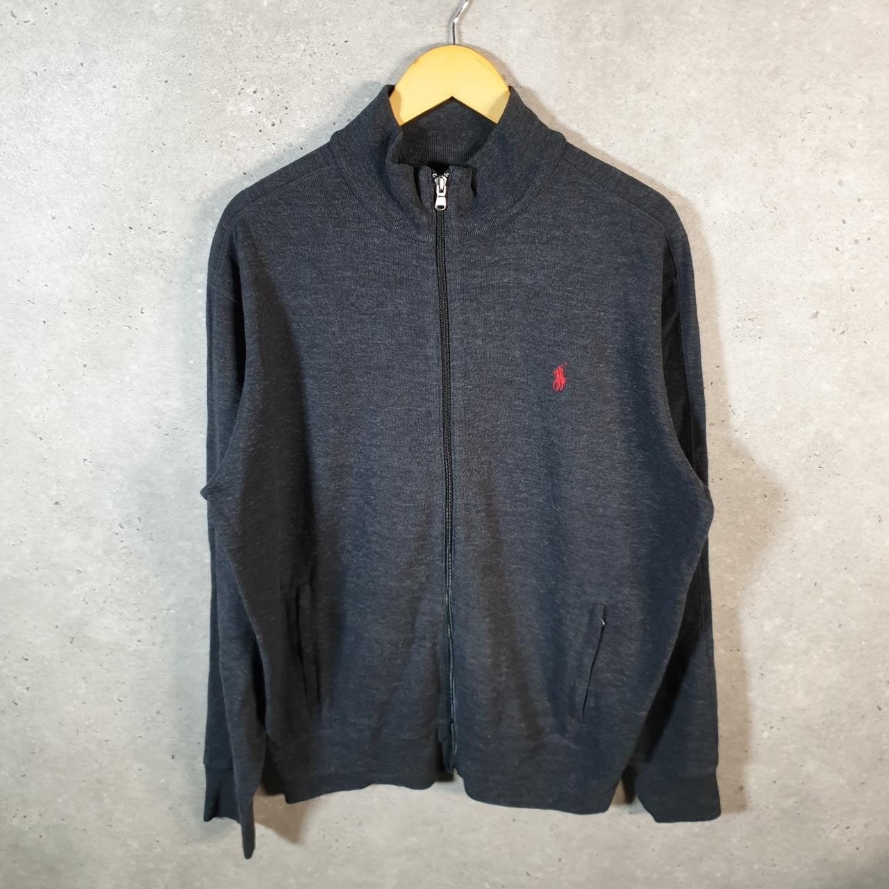 Polo Ralph Lauren vintage uomo grande grigio cotone full zip pony