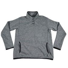 Eddie Bauer Womens Gray Fleece Snap Pullover Sweater Mock Neck Size M