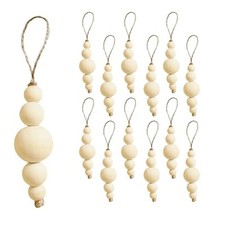 Sageinthyme Set of 12 Wood Bead Ornament Boho Christmas Tree Ornaments Farmhouse