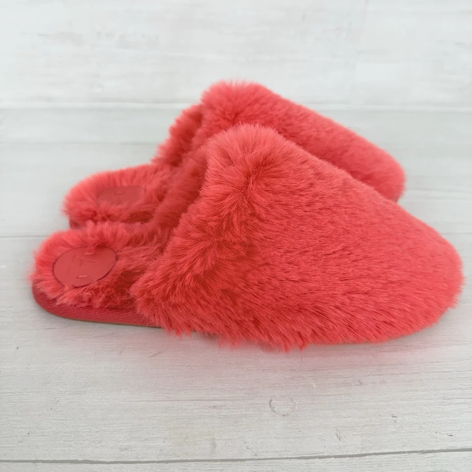 Anthropologie Sadie Fuzzy Faux Fur Slippers Size S/M (Fits 6-7) Coral Pink Cozy - Image 3 of 4