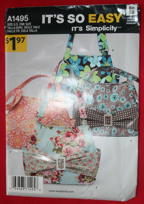 Simplicity Sewing Pattern A1495 Fashion Purse Bag 2 Styles One Size FF UNCUT